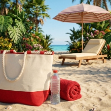 Cotton and jute beach bag LIANA