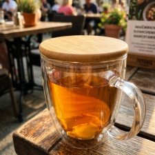 Glass mug with lid 350 ml CECIL