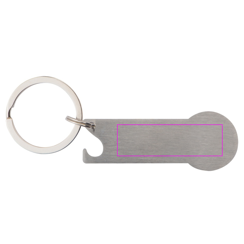 Metal bottle opener keyring with token RODNEY