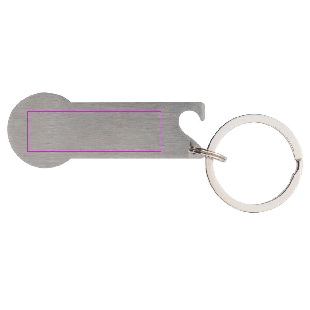 Metal bottle opener keyring with token RODNEY