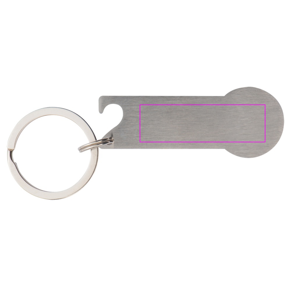 Metal bottle opener keyring with token RODNEY