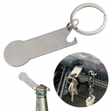 Metal bottle opener keyring with token RODNEY