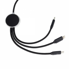 3in1 charging cable with illuminated logo long 120 cm, W201TG