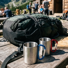 Metal mug with carabiner 200 ml ANGELICA