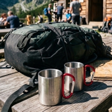 Metal mug with carabiner 200 ml ANGELICA