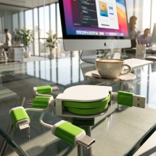 Retractable charging cable with 3 plugs NICO