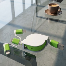 Retractable charging cable with 3 plugs NICO