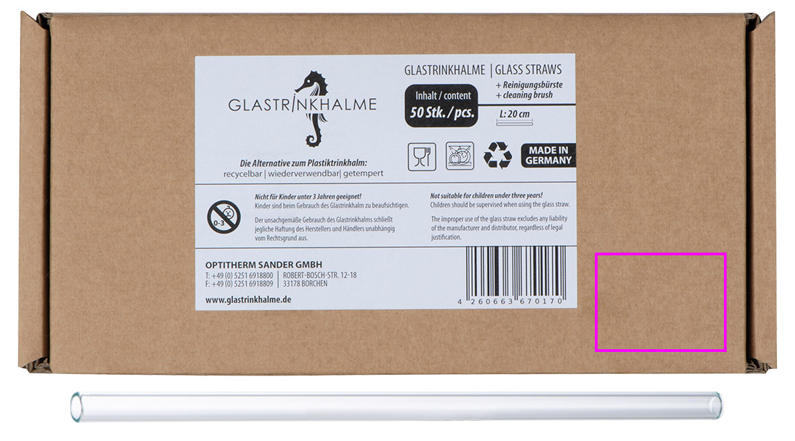 Glass drinking straw 20 cm NELSON
