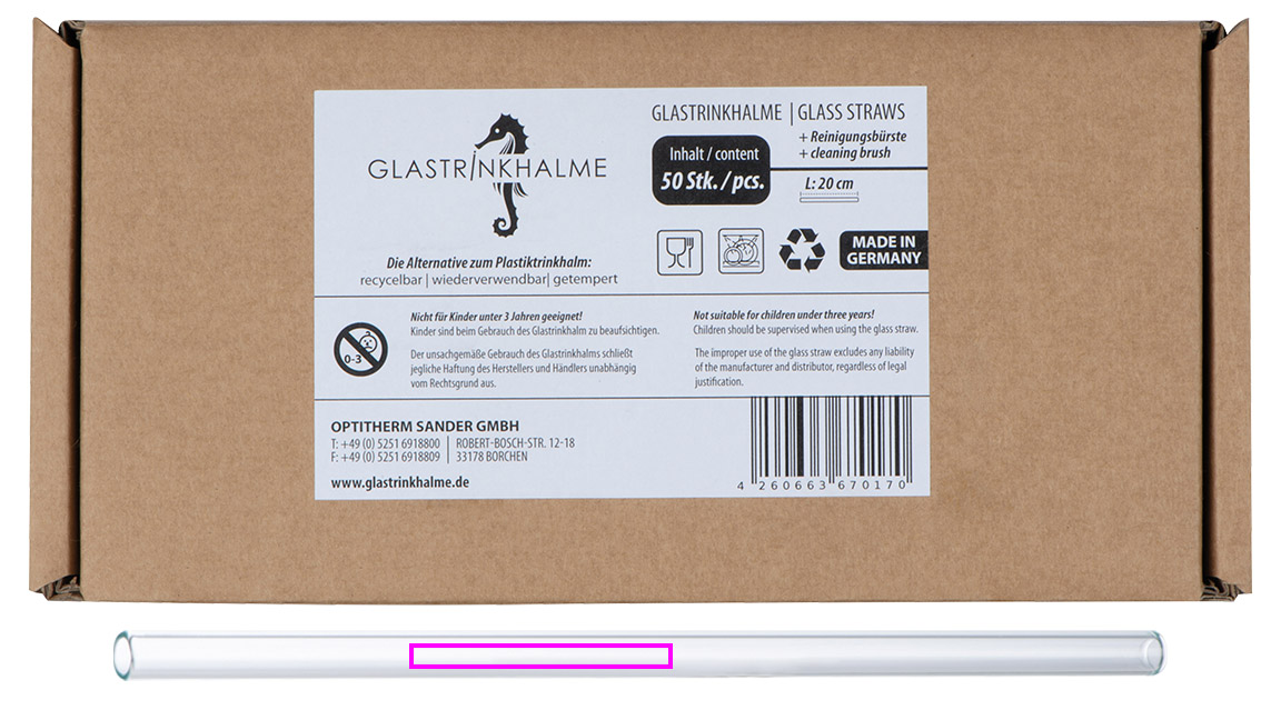 Glass drinking straw 20 cm NELSON