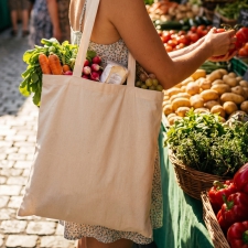 Recycled cotton bag with long handles 140 g/m2 LAMBERTO
