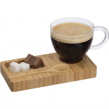 Tray with spoon and glass cup 150 ml ROSA