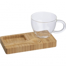 Tray with spoon and glass cup 150 ml ROSA