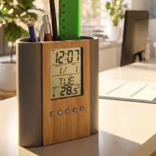 Desk stand with clock STEFANO