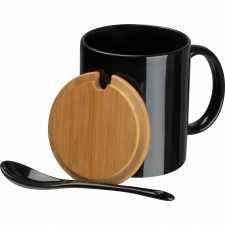 Ceramic mug with spoon 300 ml LOTHAR
