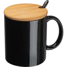 Ceramic mug with spoon 300 ml LOTHAR