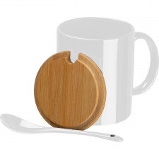 Ceramic mug with spoon 300 ml LOTHAR