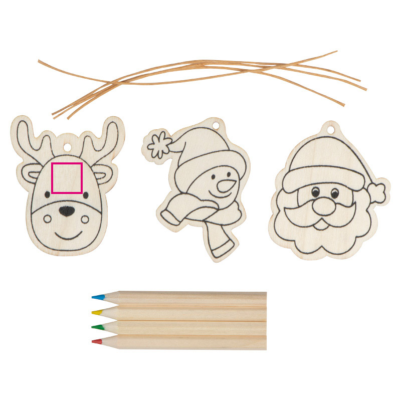 Christmas tree hangings for coloring with crayons PABLO