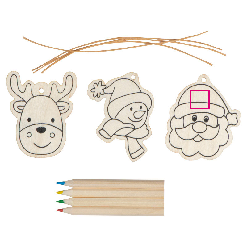 Christmas tree hangings for coloring with crayons PABLO