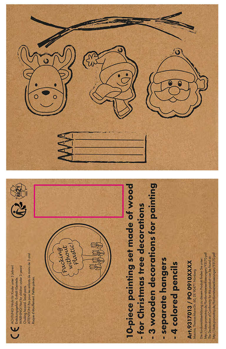 Christmas tree hangings for coloring with crayons PABLO