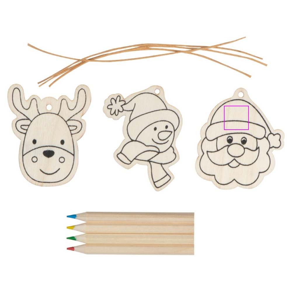Christmas tree hangings for coloring with crayons PABLO