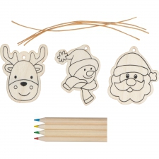 Christmas tree hangings for coloring with crayons PABLO