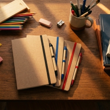 A5 notebook with blank pages and pen made of recycled materials CHLOE