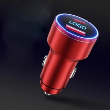 Car charger with illuminated logo