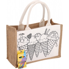 Jute coloring bag with crayons ELISA