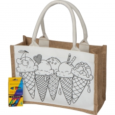 Jute coloring bag with crayons ELISA