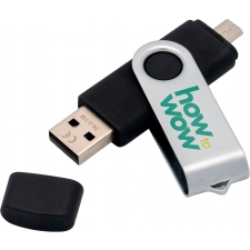 Twister USB flash drive made of metal and plastic with OTG Type-C functionality
