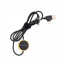 Long wooden 4in1 cable with illuminated logo