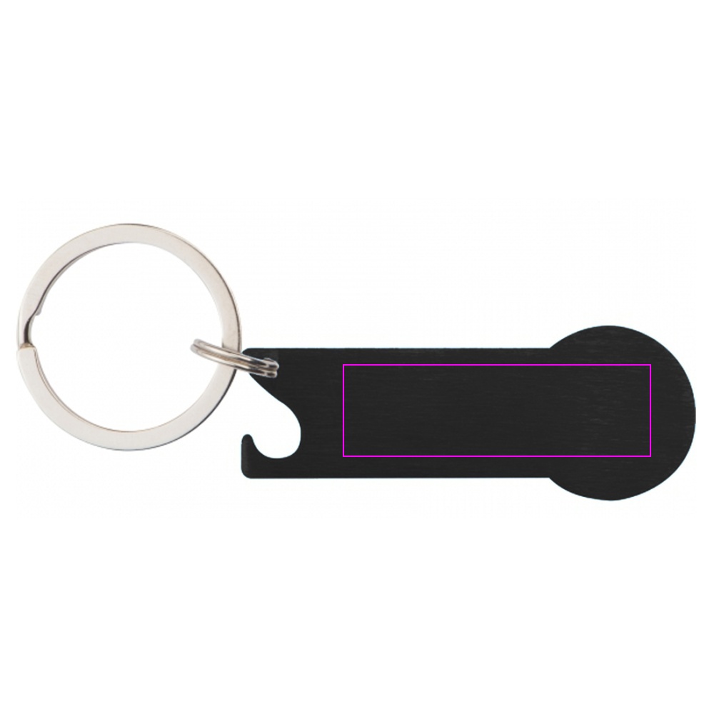 Metal bottle opener keyring with token RODNEY