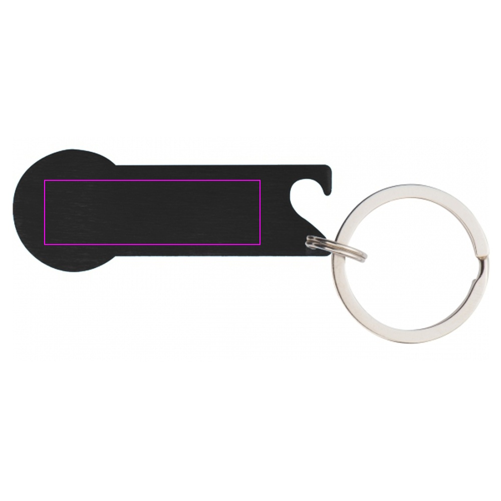 Metal bottle opener keyring with token RODNEY