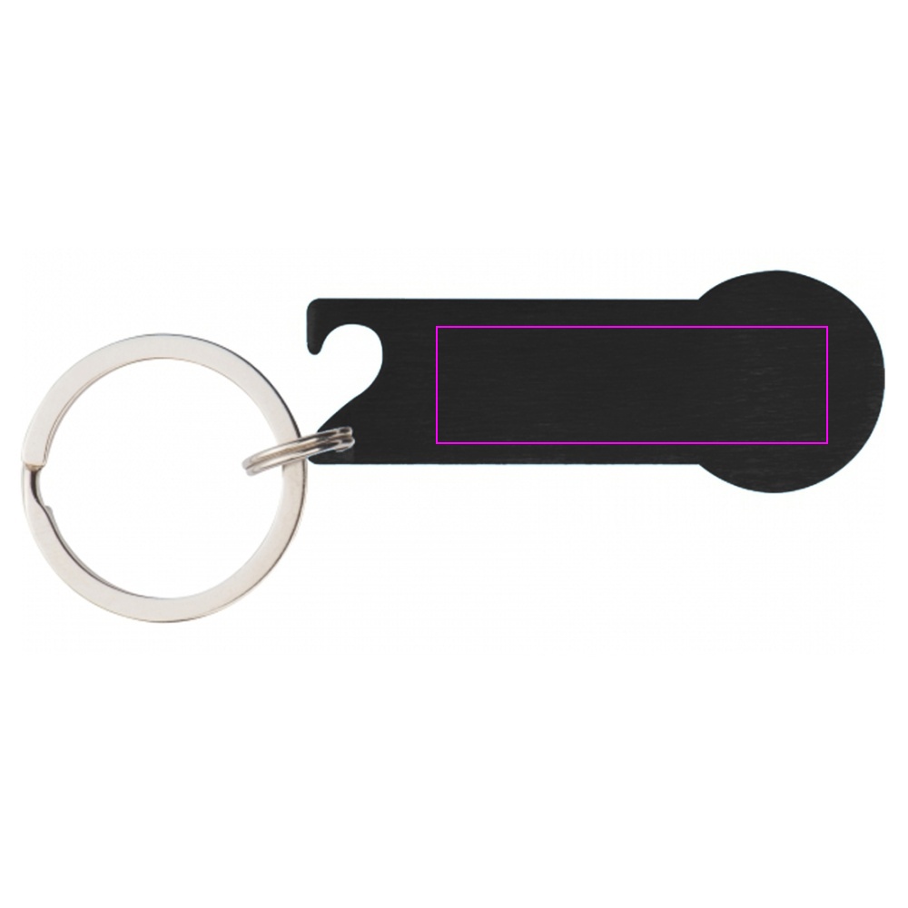Metal bottle opener keyring with token RODNEY