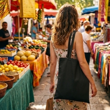 Cotton bag with long handles 180g/m2 made of recycled materials GLEN