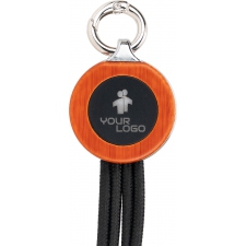 4-in-1 cable with elighted logo in a wooden casing