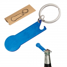 Metal bottle opener keyring with token RODNEY