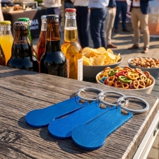 Metal bottle opener keyring with token RODNEY