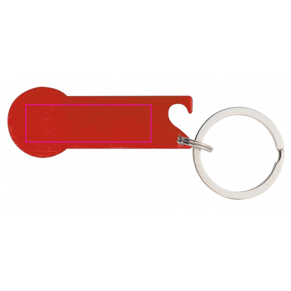 Metal bottle opener keyring with token RODNEY