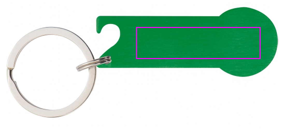 Metal bottle opener keyring with token RODNEY