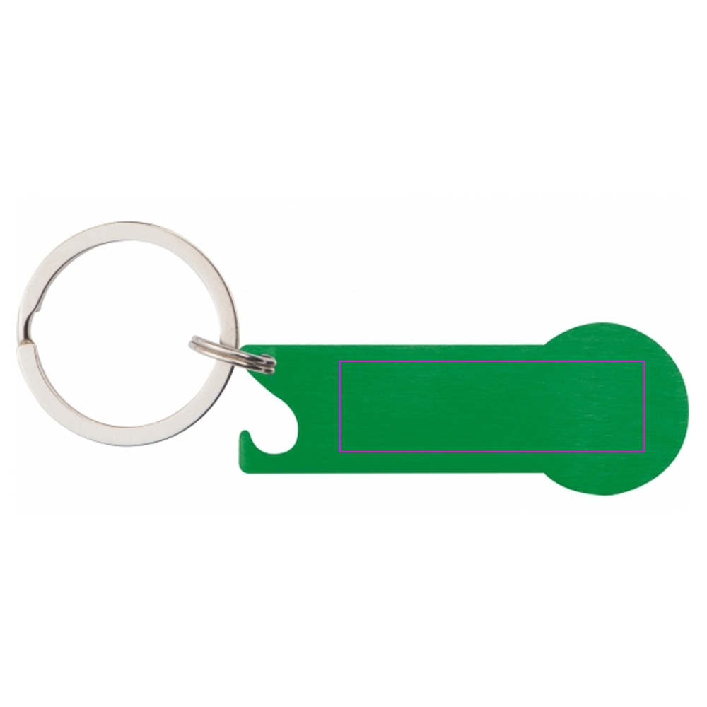 Metal bottle opener keyring with token RODNEY