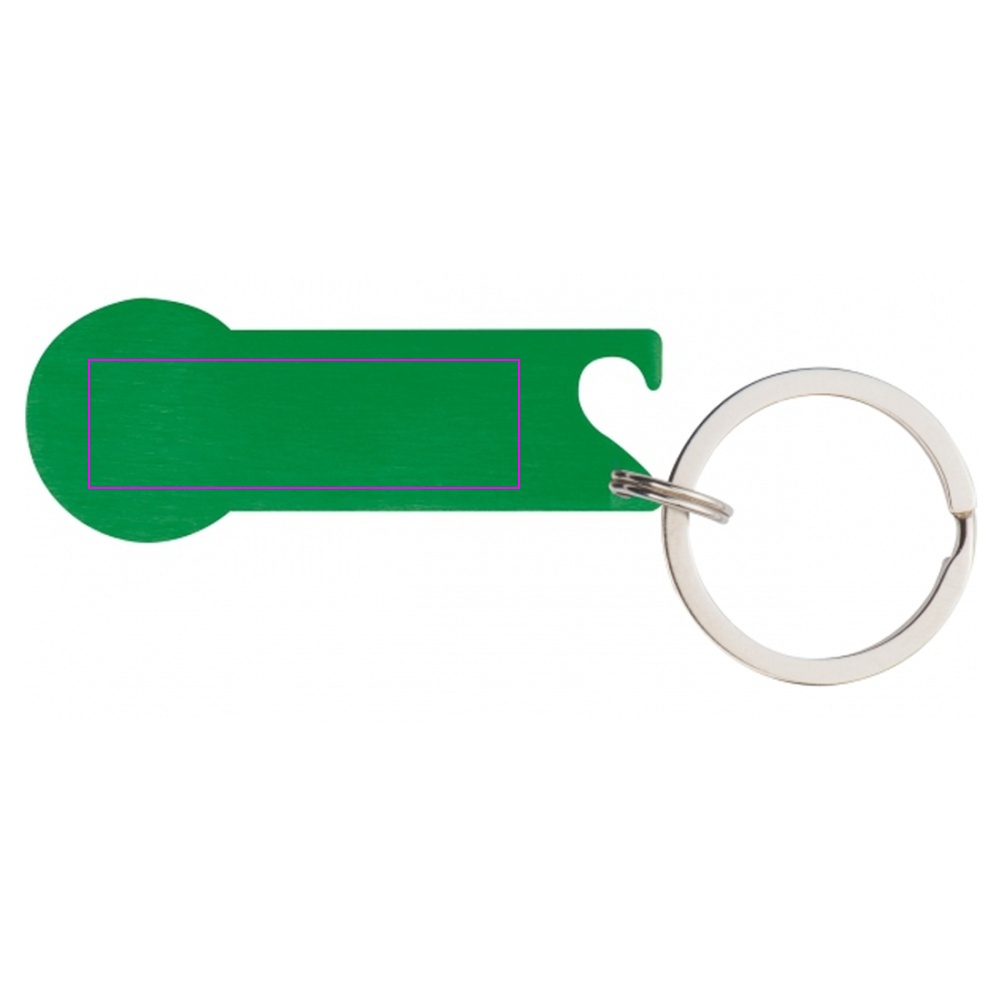 Metal bottle opener keyring with token RODNEY