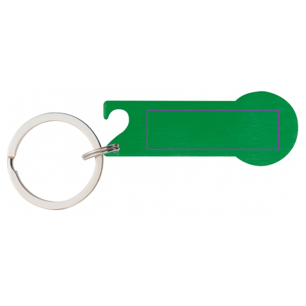 Metal bottle opener keyring with token RODNEY