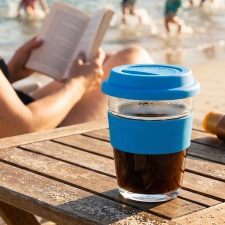 Glass mug with lid 300 ml AMANDA