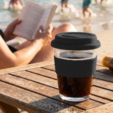 Glass mug with lid 300 ml AMANDA