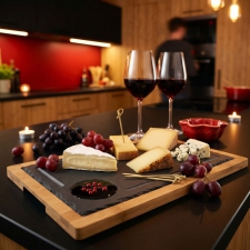 Bamboo tray with slate SERGIO
