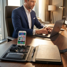 A5 folder with lined notebook and 4000 mAh power bank FABIOLA