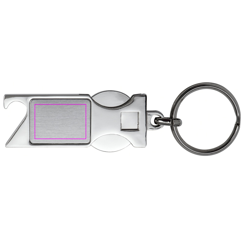 Metal bottle opener keyring with token HILDE